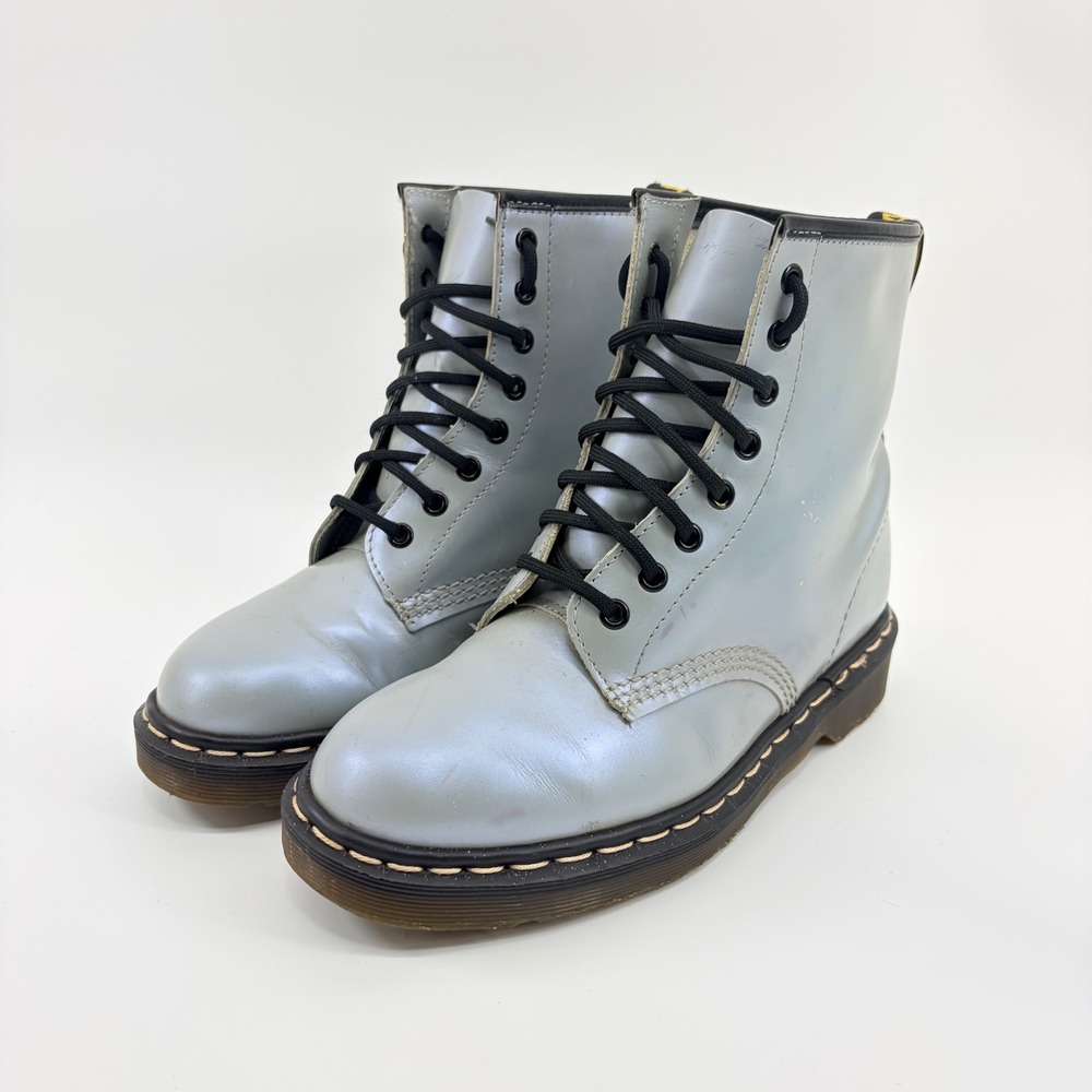 Vintage Dr Martens 1460 Made in England UK6.5 US7.5 MIE 90s Silver Pearl Boots